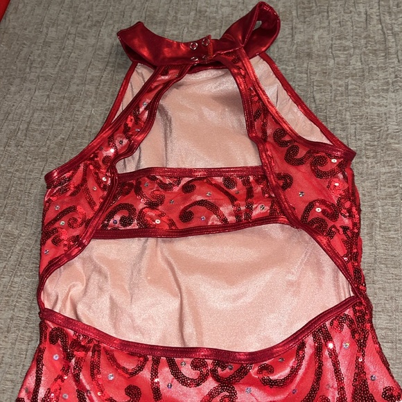 Red Sequin Halter Leotard - Picture 7 of 7